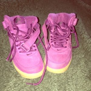 Burgundy high top sneakers